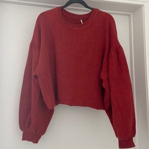 Red free people sweater